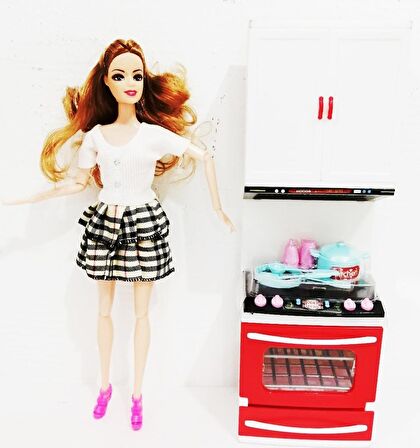 Kayyum Oyuncak My Lıttle Chefs Eklemli Et Bebek ve Ocaklı Set Pembe