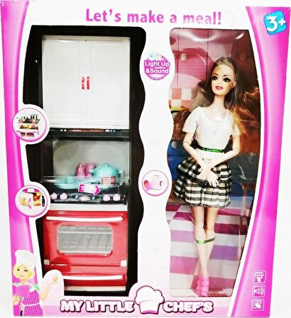 Kayyum Oyuncak My Lıttle Chefs Eklemli Et Bebek ve Ocaklı Set Pembe