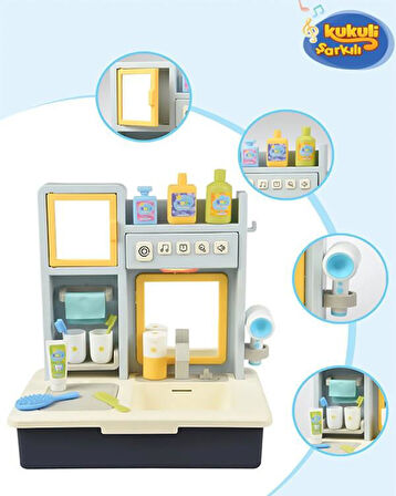 Kayyum Oyuncak Eğitici Modern Banyo Seti Müzikli Işıklı Mavi 7041
