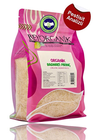 Organik Basmati Pirinç 1kg (PESTİSİT VE AFLATOKSİN ANALİZLİ)