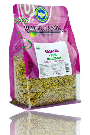 Organik Yeşil Mercimek 1kg (PESTİSİT VE AFLATOKSİN ANALİZLİ)