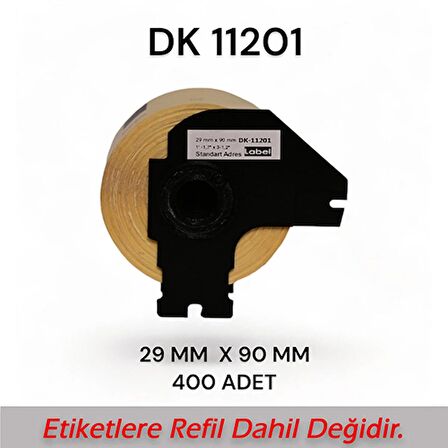 EcotagPlus Brother DK 11201 Etiket 29 mm x 90 mm - 6 X 400 Adet - 11201 + Tutucu