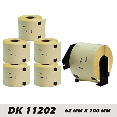 EcotagPlus Brother DK 11202 Etiket 62 mm x 100 mm - 6 X 300 Adet + Tutucu