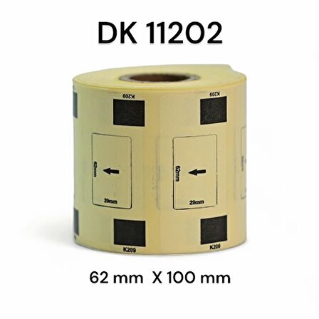 EcotagPlus Brother DK 11202 Etiket 62 mm x 100 mm - 6 X 300 Adet + Tutucu