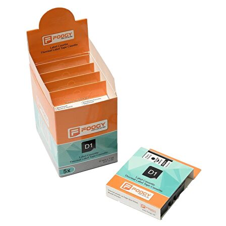 Foogy Dymo D1 Muadili Etiket Plastik Şeffaf - 12 mm x 7 mt - 45010 - Eko Paket 5 li