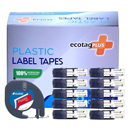 Dymo Letratag Etiket Yazcı ve 10 Adet EcotagPlus Şerit Etiket 12 mm x 4 mt Plastik Kırmızı