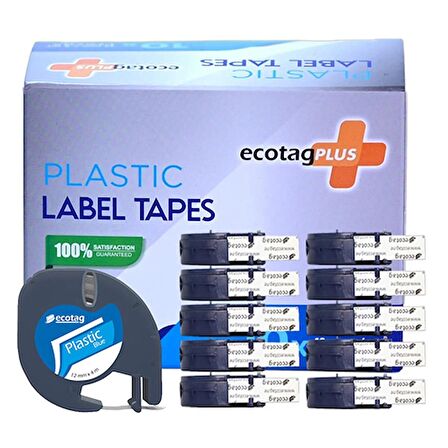 Dymo Letratag Etiket Yazcı ve 10 Adet EcotagPlus Şerit Etiket 12 mm x 4 mt Plastik Mavi