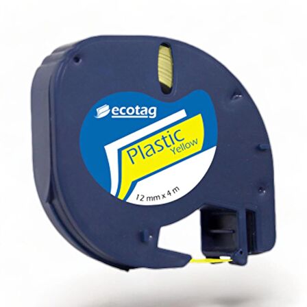 Ecotag Dymo Letratag Şerit Etiket Plastik Sarı 12 mm x 4 mt 