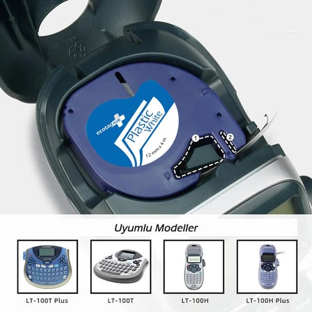 Ecotagplus Dymo Letratag Şerit Etiket Plastik Kırmızı 12 mm x 4 mt 