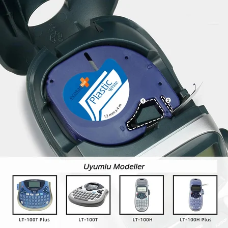 Ecotagplus Dymo Letratag Şerit Etiket Plastik Yeşil 12 mm x 4 mt 
