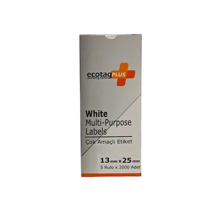 Ecotagplus Dymo Muadili Etiket - 13 mm x 25 mm - 5 x 2000 Adet - Eko Paket - 11353