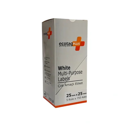 Ecotagplus Dymo Muadili Etiket - 25 mm x 25 mm - 5 x 750 Adet -  Eko Paket 