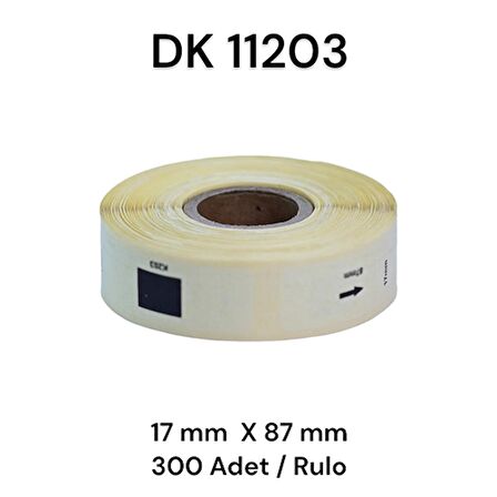 EcotagPlus Brother DK 11203 Etiket 17 mm x 87 mm - 6 x 300 Adet + Tutucu