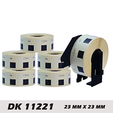 EcotagPlus Brother DK 11221 Etiket 23 mm x 23 mm - 6 X 1000 Adet + Tutucu