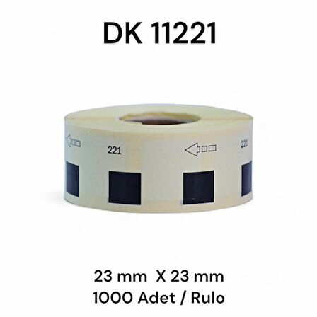 EcotagPlus Brother DK 11221 Etiket 23 mm x 23 mm - 6 X 1000 Adet + Tutucu