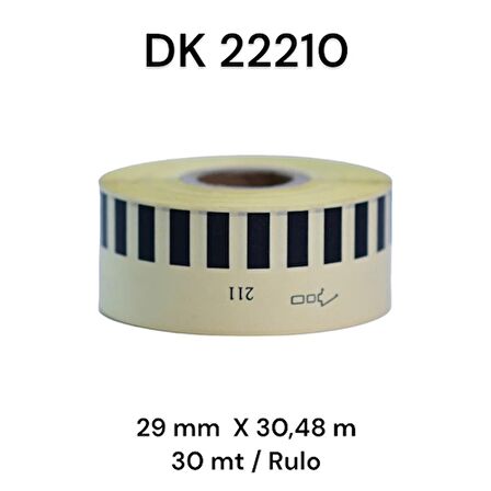 EcotagPlus Brother DK 22210  Etiket 29 mm x 30,48 m -Sürekli - 6 Adet + Tutucu