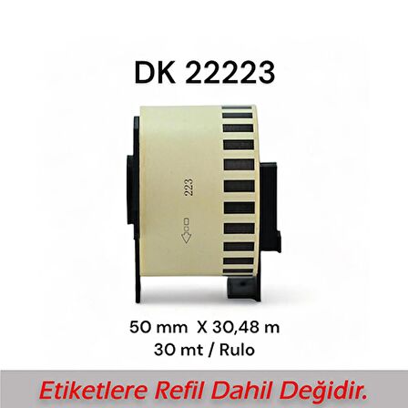 EcotagPlus Brother DK 22223  Etiket 50 mm x 30,48 m -Sürekli - 6 Adet + Tutucu