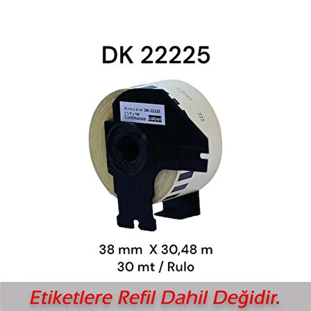 EcotagPlus Brother DK 22225  Etiket 38 mm x 30,48 m -Sürekli - 6 Adet + Tutucu