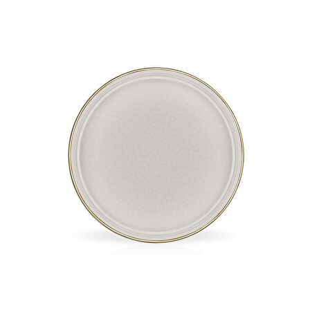 Glore Krem Altın Yaldızlı Seramik Tatlı Tabağı Takımı