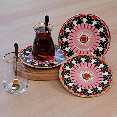 Glore Selen Altın Yaldızlı Porselen Çay Takımı