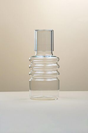 Cam Bombeli Başucu Sürahisi ve Bardak 11x23cm - 1.600ml