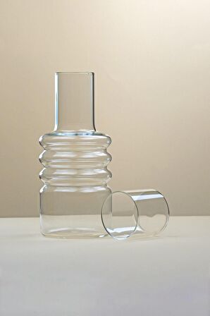 Cam Bombeli Başucu Sürahisi ve Bardak 11x23cm - 1.600ml