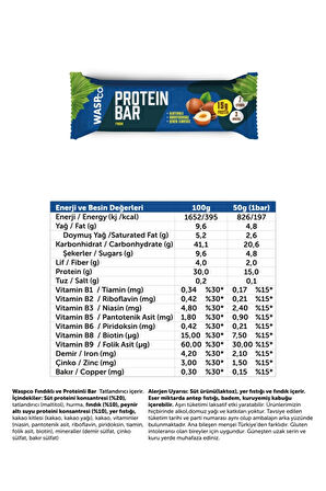 Waspco Fındıklı Yüksek Protein Bar 50 gr 