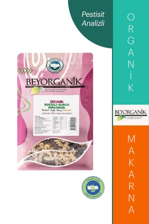 ORGANİK Sebzeli Burgu Makarna %15 240gr (Pestisit ve Aflatoksin Analizli) 