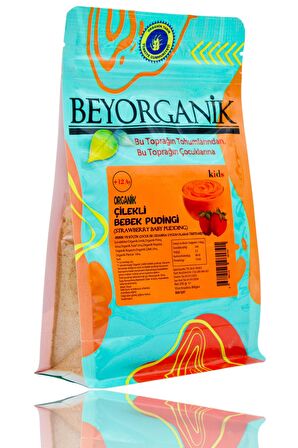 Organik Çilekli Bebek Pudingi  200gr (Şeker ilavesiz) Bebek Ek Gıdası +12 ay