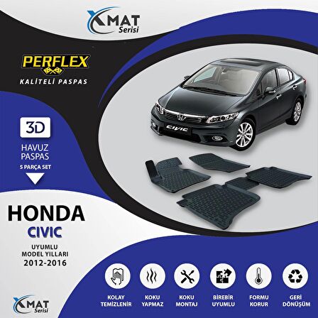 Perflex Paspas 3D Havuzlu X-Mat Civic 2012-2016