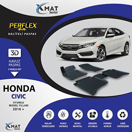 Perflex Paspas 3D Havuzlu X-Mat Civic 2016+