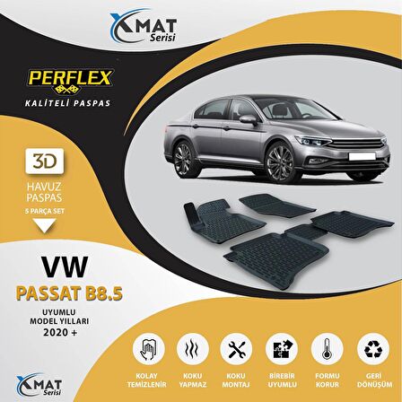 Perflex Paspas 3D Havuzlu X-Mat Paspas Vw Passat B8.5 2020