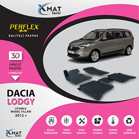 Paspas 3D Havuzlu X-Mat Lodgy 2012+ - Perflex Pxm-Dc04
