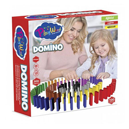 Playwood Renkli Ahşap Domino 100 Parça