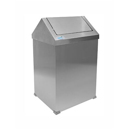 Okinox Metal Çatı Kapaklı Çöp Kovası 54 lt Paslanmaz 900234