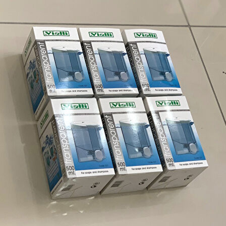 6 Adet Vialli S2T  500ml Plastik Sıvı Sabunluk. Transparent Mavi. 990117
