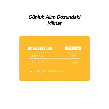 D3 K2 Vitamini içeren Takviye Edici Gıda