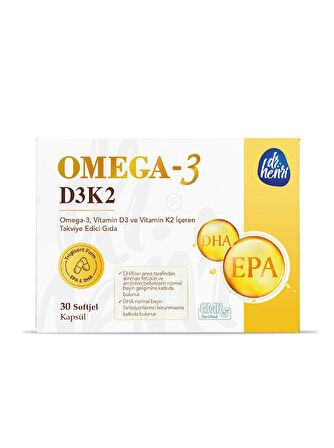 Omega-3 D3 & K2 Vitamin 30 Tablet Takviye Edici Gıda