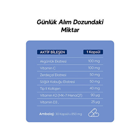 Kolajen Tip 2 Içeren 30 Kapsül Takviye Edici Gıda Collagen