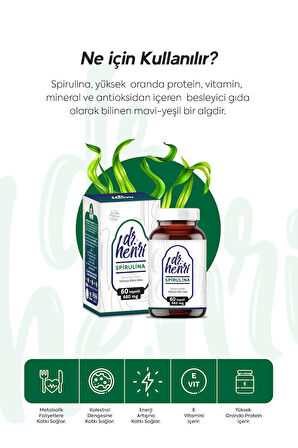 Spirulina Içeren 60 Kapsül 660 Mg Takviye Edici Gıda