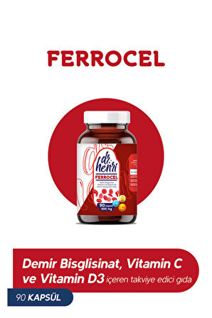 Ferrocel 90 Kapsül Demir, C Ve D3 Vitamini 