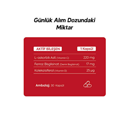 Ferrocel 90 Kapsül Demir, C Ve D3 Vitamini 