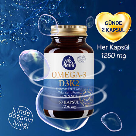 Omega-3 D3 & K2 Vitamin 60 Kapsül Takviye Edici Gıda