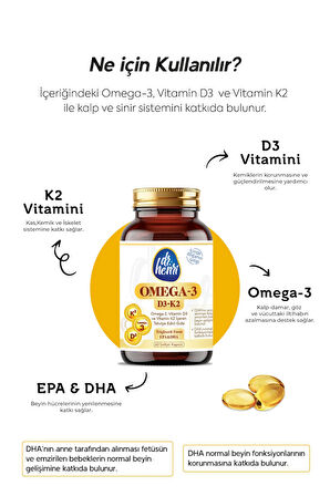 Omega-3 D3 & K2 Vitamin 60 Kapsül Takviye Edici Gıda