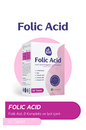 Iyot, Vitamin B6 Ve B12 (metilkobalamin) Folik Asit Içeren Takviye Edici Gıda 90 Kapsül