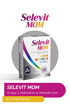 Selevit Mom 30 Kapsül Omega-3, Multivitamin ve Multimineral İçeren Takviye Edici Gıda