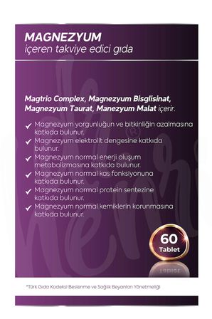 Magtrio Complex Magnezyum Bisglisinat, Taurat ve Malat 60 Tablet