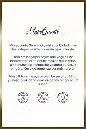 MareQuante Cilt Tonu Eşitleyici, Yoğun Nemlendirici, Yatıştırıcı Cilt Bakım Serumu 40 ml