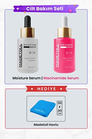 Madetoll Moisture Serum 30 ml + Niacinamide Serum 30 ml Madetoll Yüz Havlusu Hediye