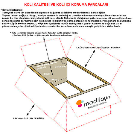 Modilayn IRMAK 45 cm Dar 3 Çekmeceli Şifonyer, komidin